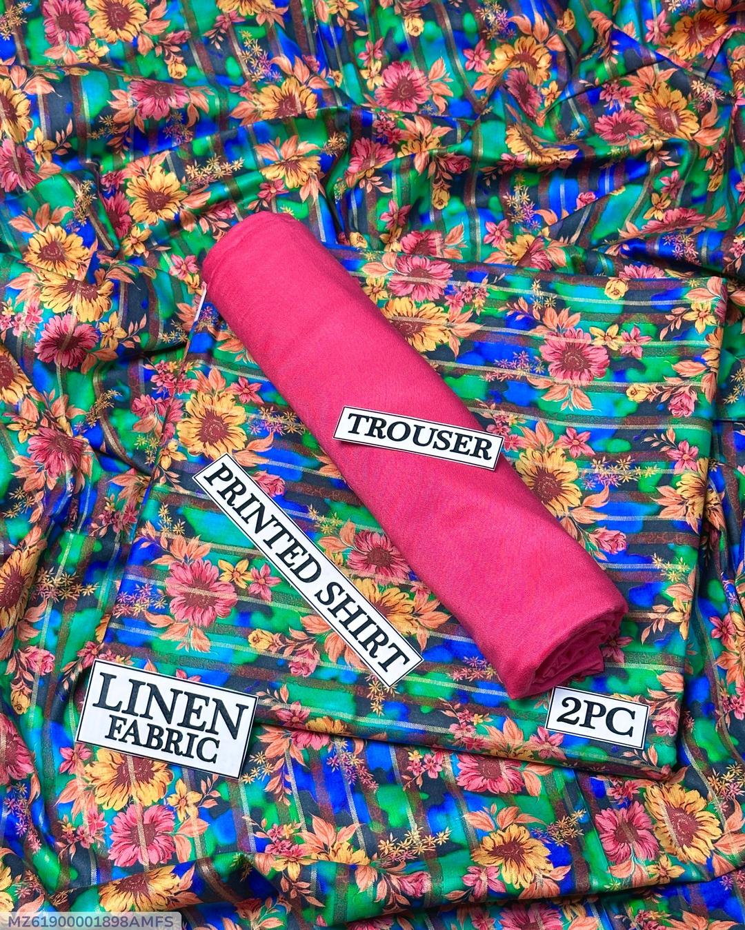 Women Linen Printed Shirt & Trouser Set Multicolor