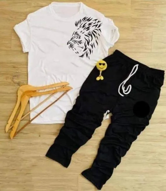 2 Pcs Men's Polyester Printed Track Suit