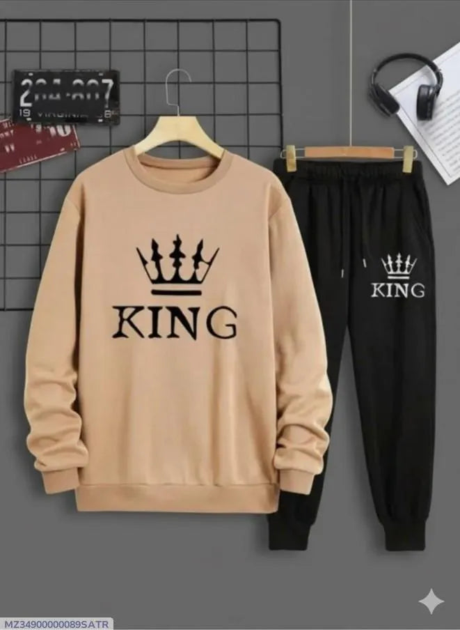 Men Dri Fit King Printed Track Suit Brown