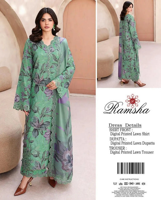 3 Pcs Women's Unstitched Digital Print Suit