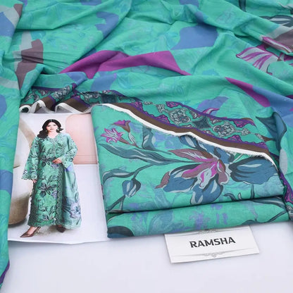 3 Pcs Women's Unstitched Digital Print Suit