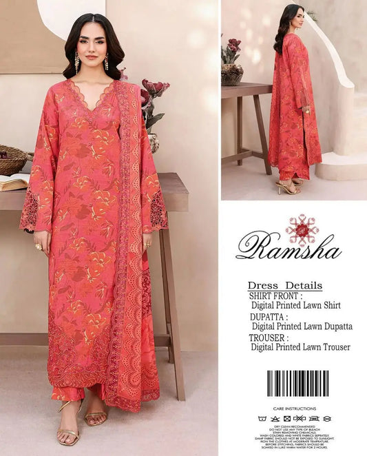 3 Pcs Women's Unstitched Digital Print Suit