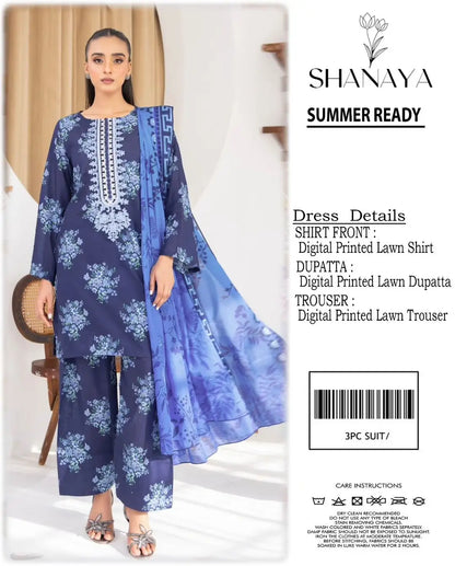 3 Pcs Women's Unstitched Digital Print Suit